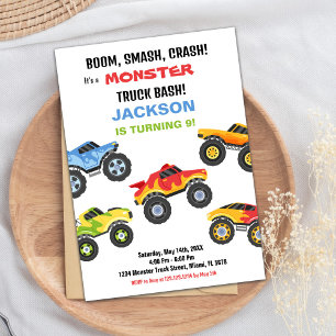 Monster Truck Birthday Invitations Colours