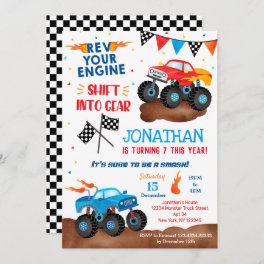 Monster Truck Birthday Invitations for boy