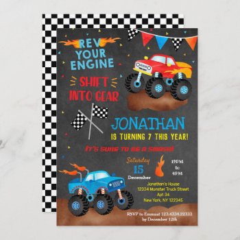 Monster Truck Birthday Invitations For Boy by SugarPlumPaperie at Zazzle