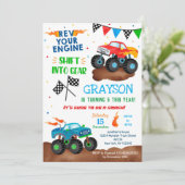 Monster Truck Birthday Invitations for boy  (Standing Front)