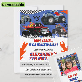 Monster truck birthday invitations Photo Bash