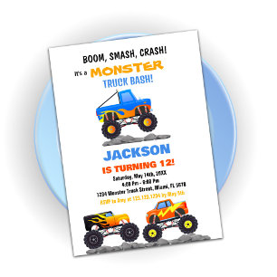 Monster Truck Birthday Invitations Trucks