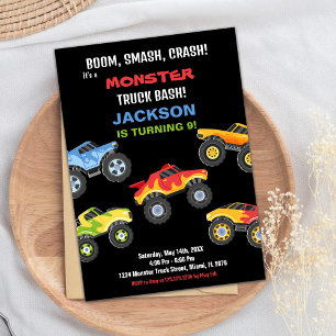 Monster Truck Birthday Invitations Trucks