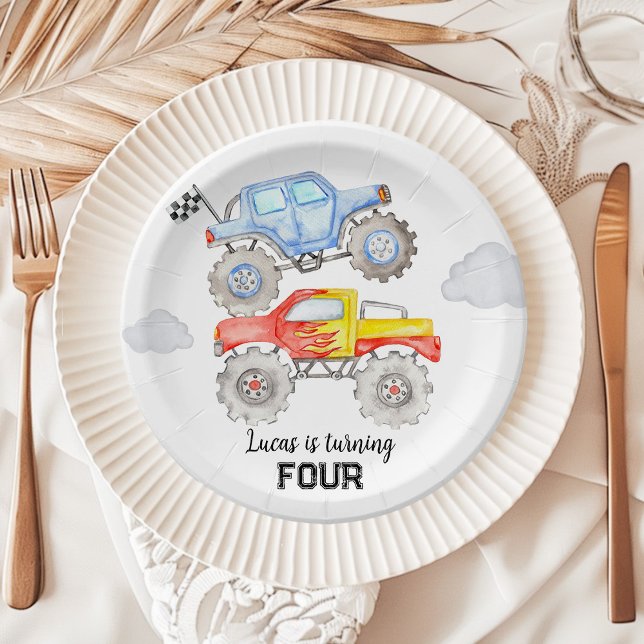 Monster Truck Birthday Paper Plates (Creator Uploaded)