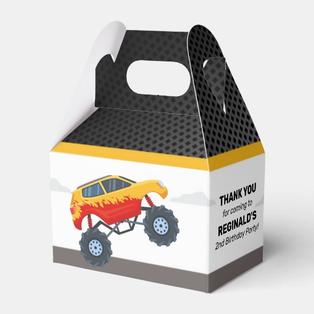 Monster Truck Birthday Party Favor Box (Front Side)