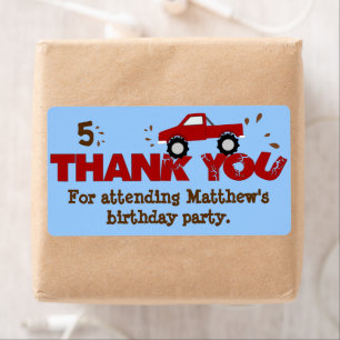 Monster Truck Birthday Party Favor Labels