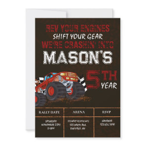 Monster Truck Birthday Party Invitation