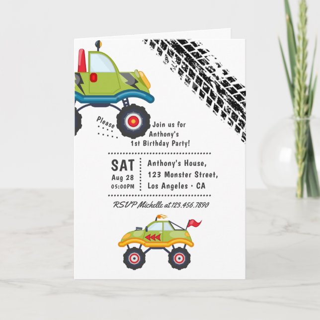 Monster Truck Birthday Party Invitation (Front)