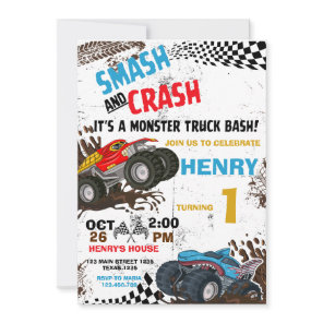 Monster Truck Birthday Party Invitation