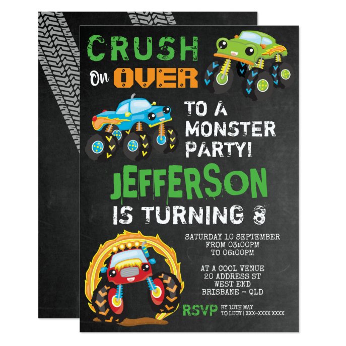 Monster Truck Birthday Party Invitation