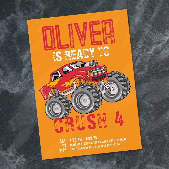 Monster Truck Birthday Party Invitation (Creator Uploaded)