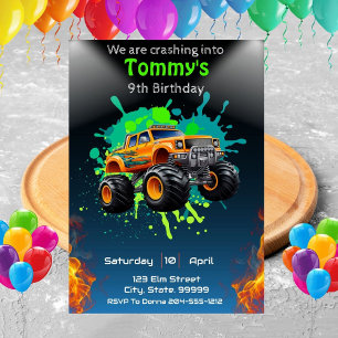 Monster Truck Birthday Party Invitation