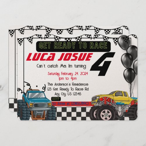 Monster Truck Birthday Party Invitation