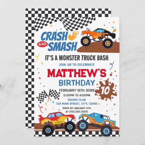 Monster Truck Birthday Party Invitation