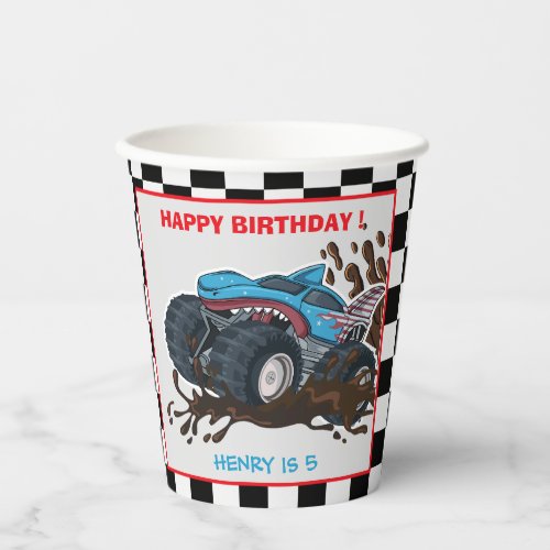 Monster Truck Birthday Party Invitation  Paper Cups