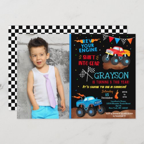 Monster Truck Birthday Party Invitations Photo