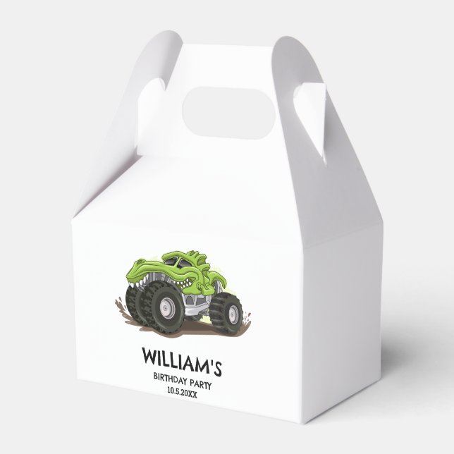 Monster Truck Birthday Party Minimal Boys Birthday Favor Boxes (Front Side)