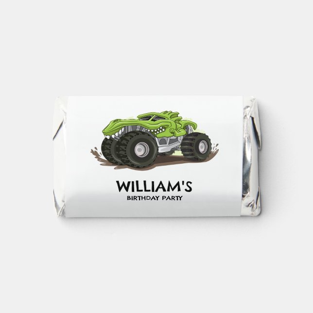 Monster Truck Birthday Party Minimal Boys Birthday Hershey's Miniatures (Front)