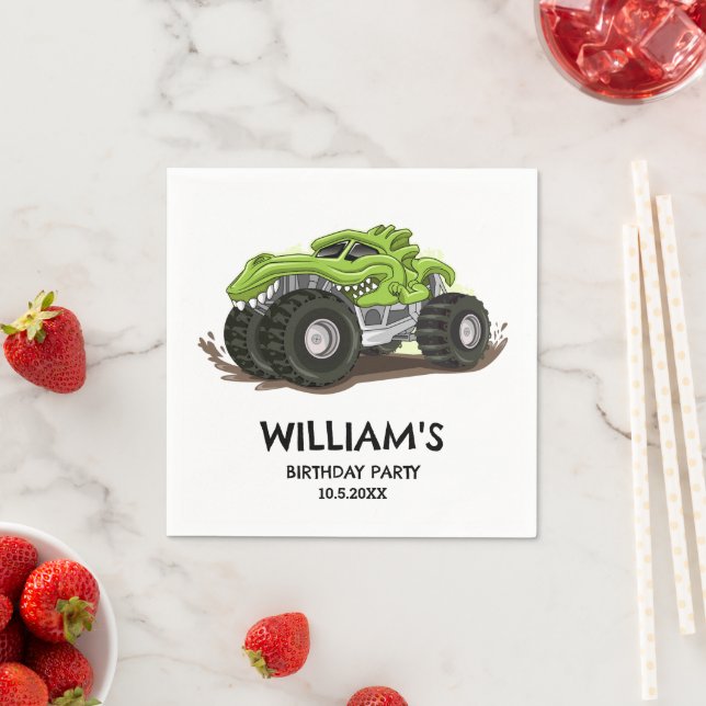 Monster Truck Birthday Party Minimal Boys Birthday Napkins (Insitu)