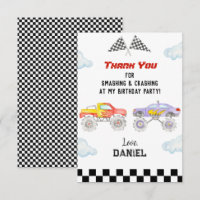 Monster Truck Birthday Party Thank You Cards