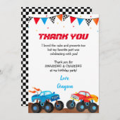 Monster Truck Birthday Party Thank You Cards (Front/Back)
