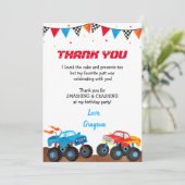 Monster Truck Birthday Party Thank You Cards (Standing Front)
