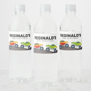 Monster truck Water Bottle Label Template DIY