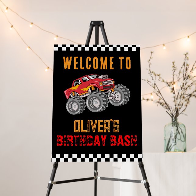Monster Truck Birthday Party Welcome Sign (In Situ (Stand))