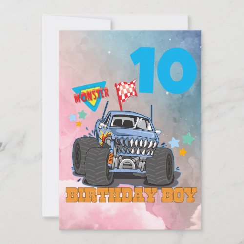 Monster Truck Birthday Pary Group Matching Invitation