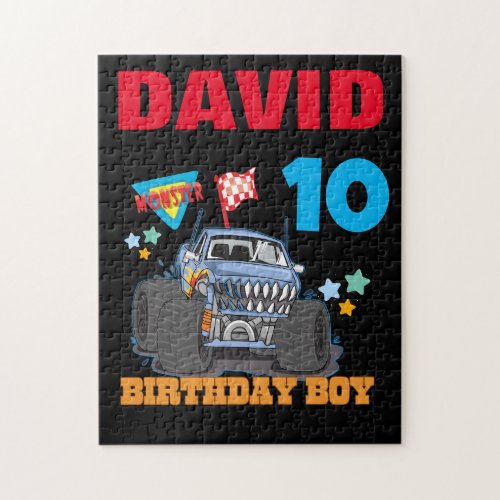 Monster Truck Birthday Pary Group Matching Jigsaw Puzzle