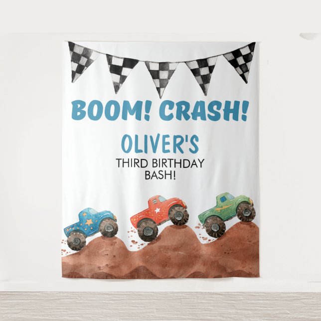Monster Truck Birthday Photo backdrop (Front)