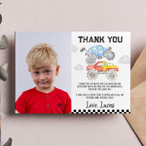 Monster Truck Birthday Photo Thank You Card