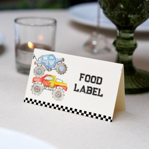 Monster Truck Birthday Tent Place Card