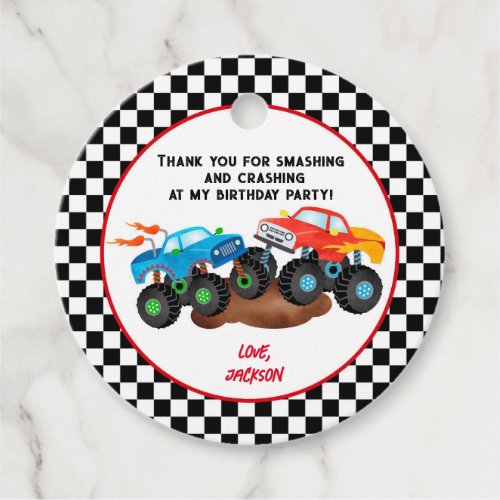 Monster Truck Birthday Thank You Gift Favor Tags