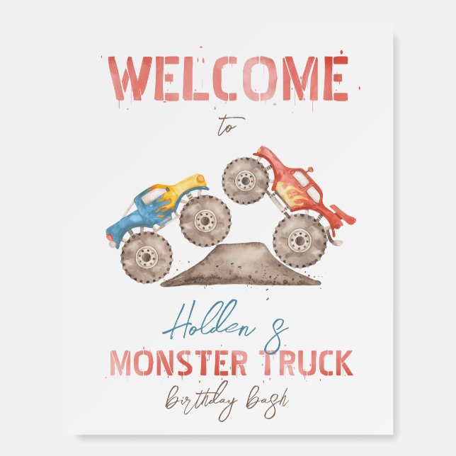Monster Truck Birthday Welcome Sign (Front)