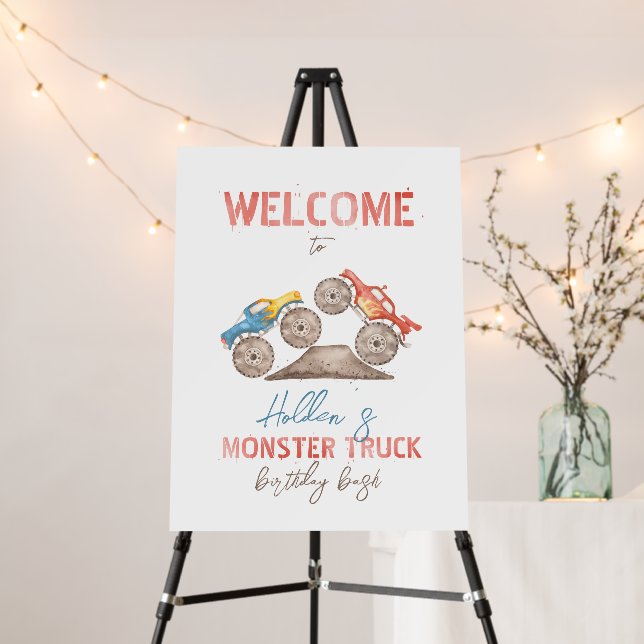 Monster Truck Birthday Welcome Sign (In Situ (Stand))