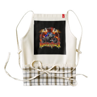 Monster Truck blue on Fire Zazzle HEART Apron