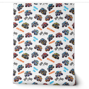 Monster Truck Boom Crunch Crash Kid's Name Wallpaper