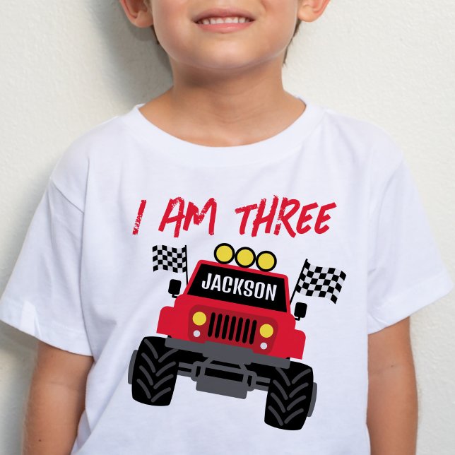 Monster Truck Boy 3rd Birthday Personalized Baby T-Shirt (Creator Uploaded)