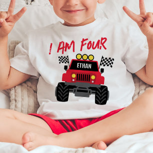 Monster Truck Boy 4th Birthday Personalized Baby T-Shirt