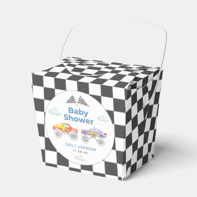 Monster Truck Boy Baby Shower Favor Boxes (Front Side)