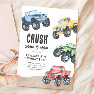 Monster Truck Boy Birthday Bash Invite