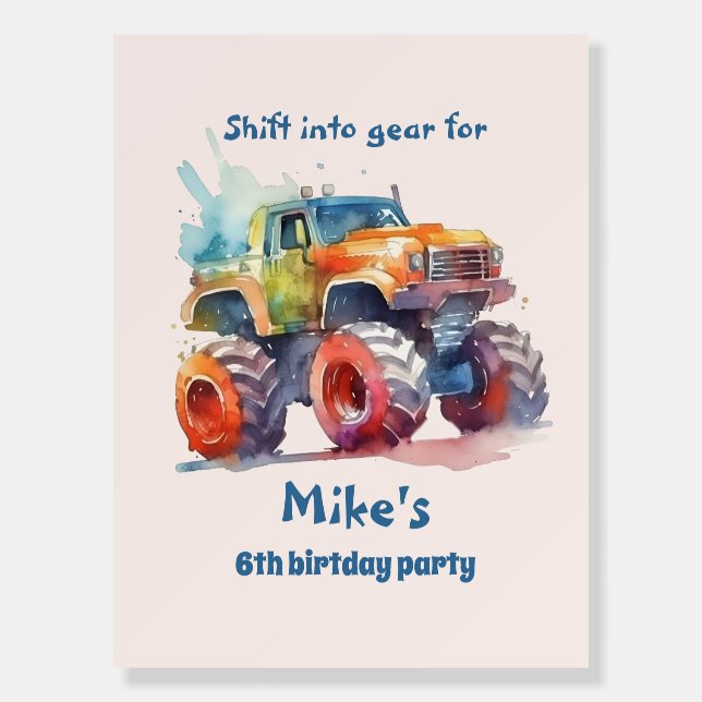 Monster Truck boy Birthday  Foam Board (Front)