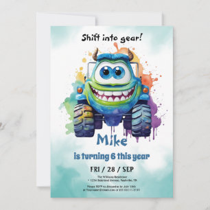 Monster Truck boy Birthday  Invitation