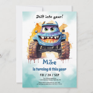 Monster Truck boy Birthday  Invitation