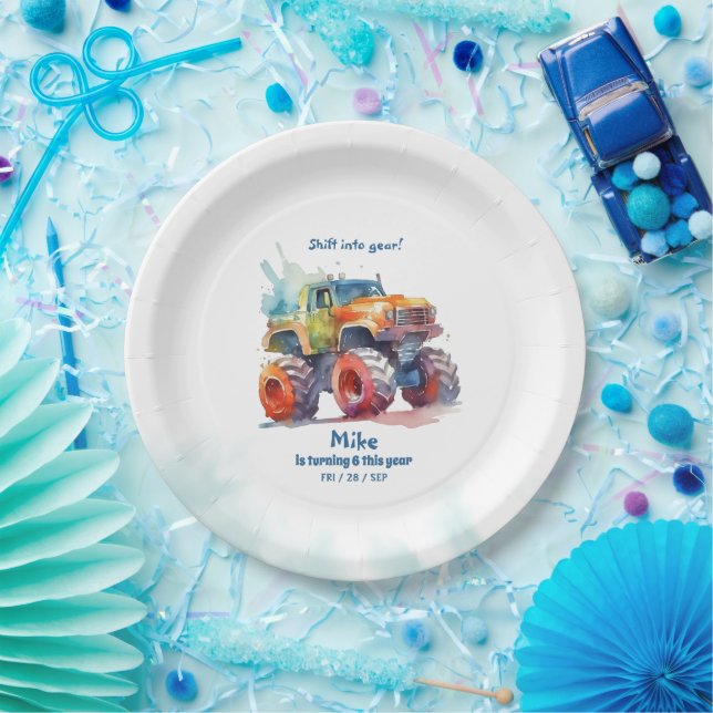 Monster Truck boy Birthday  Paper Plates (Party)