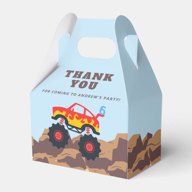 Monster Truck Boy Birthday Party Favor Boxes (Front Side)