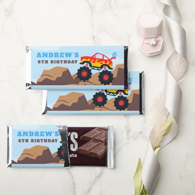 Monster Truck Boy Birthday Party Hershey Bar Favors (Front)