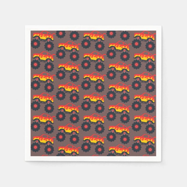 Monster Truck Boy Birthday Party Napkins (Front)
