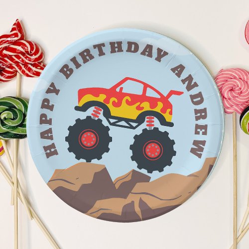 Monster Truck Boy Birthday Party Paper Plates